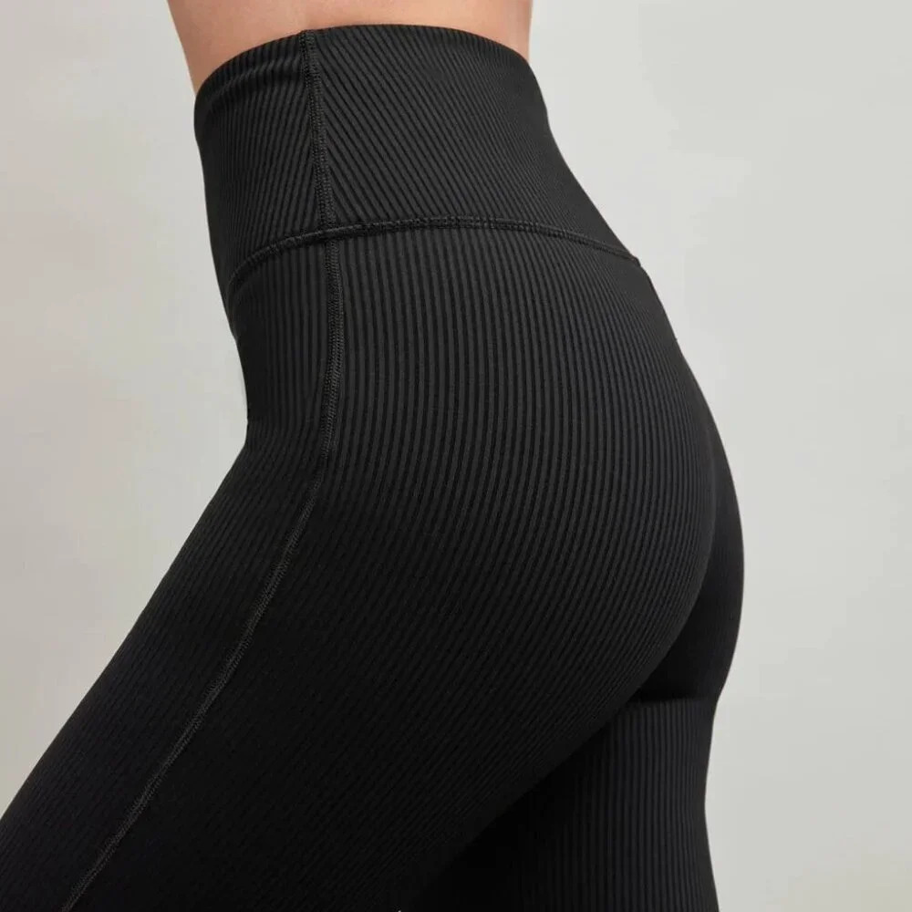 Carbon38 Black Ribbed High Rise Leggings